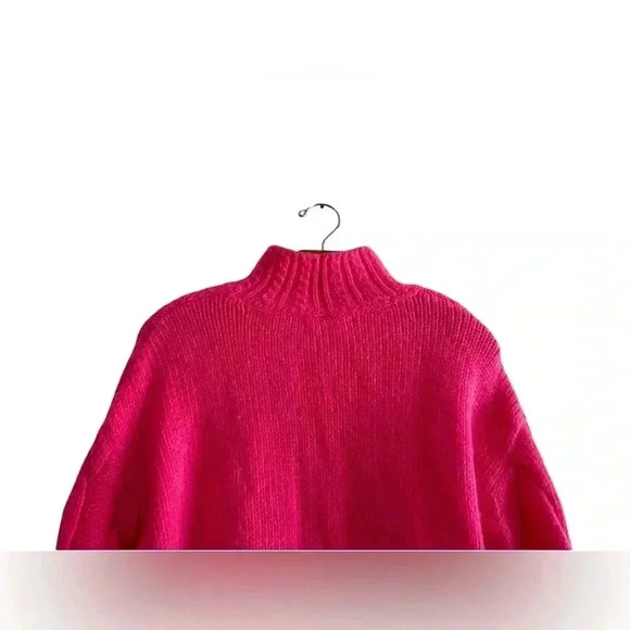 Anthropologie Mock Neck Cable-Knit Sweater XS Pink Wool Blend - Picture 5 of 16